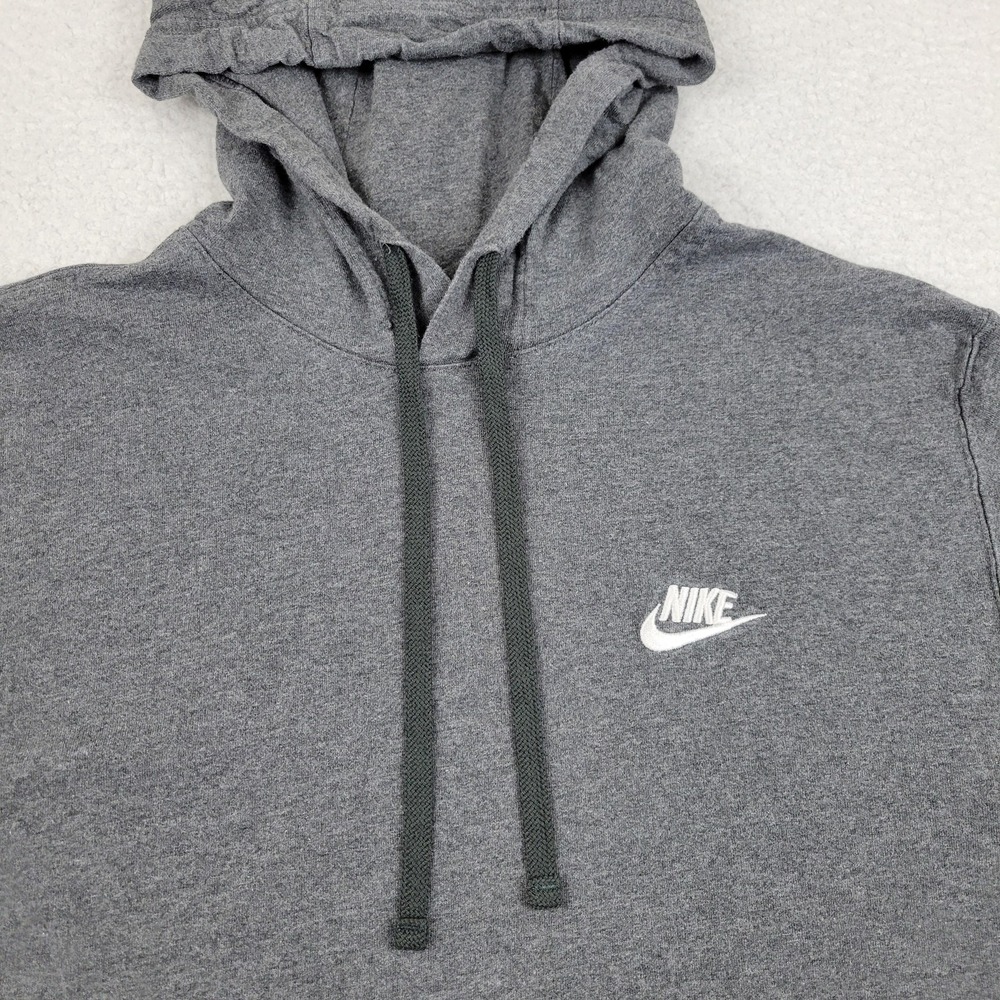 Nike Hoodie Mens Large Gray Pullover Hooded Sweatshirt Swoosh BV2749-071 Cotton